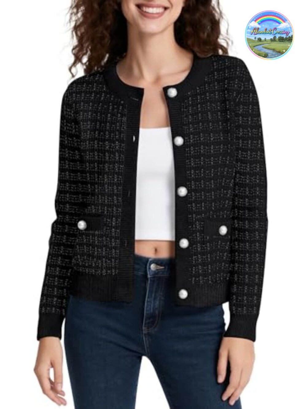 Cropped Knit Cardigan Sweater Button Down Long Sleeve Women's Layer